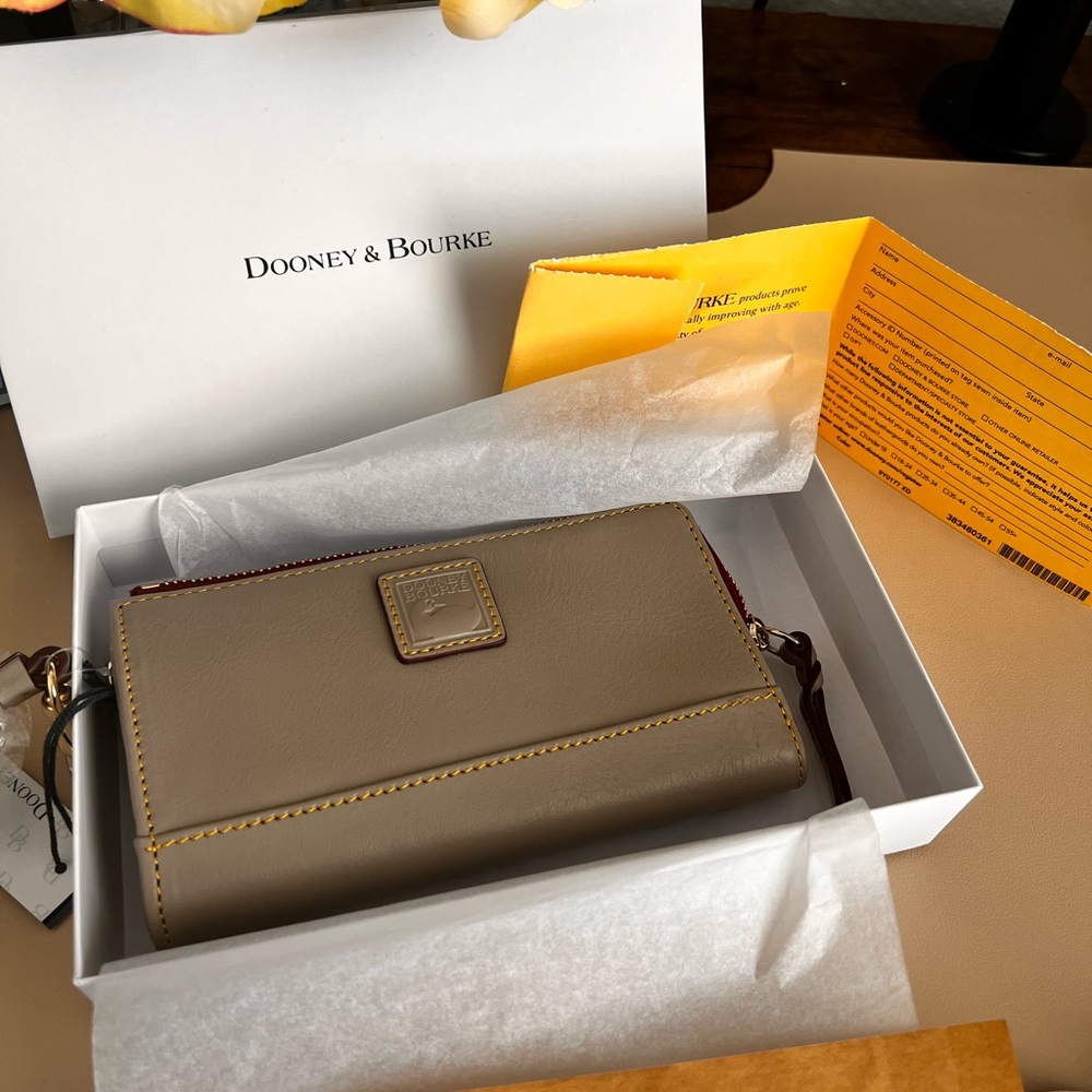 Dooney & Bourke Florentine Folded Zip Wristlet - Light Taupe